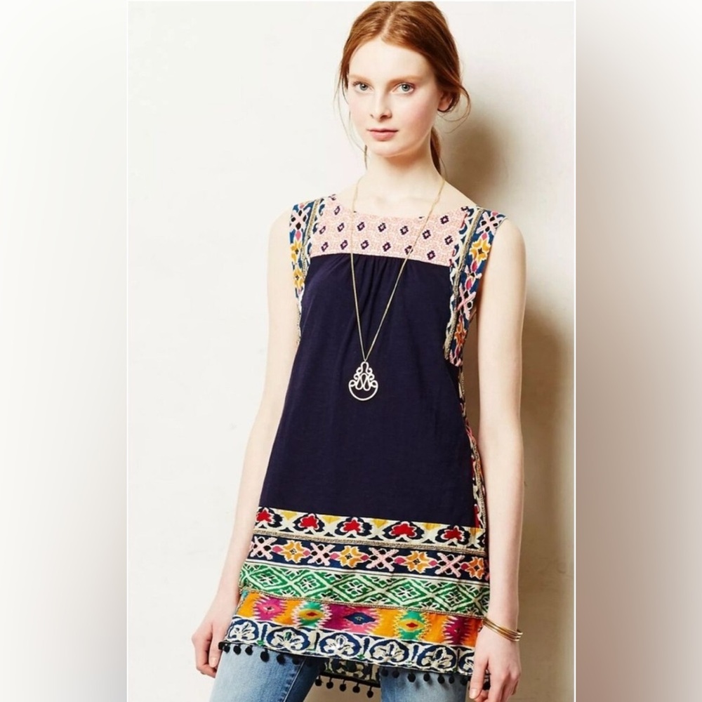AKEMI + KIN Tinamou Stitched and Beaded Sleeveless Tunic- XS